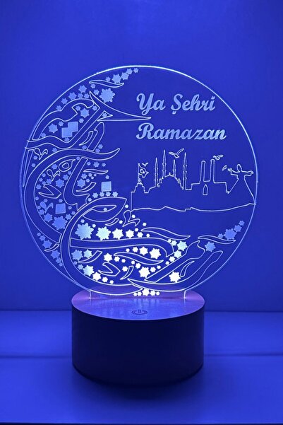 BY-LAMP Ramazan Figürlü Dekoratif Hediye Led Masa Lambası | 7 Işık Rengi | Ah...