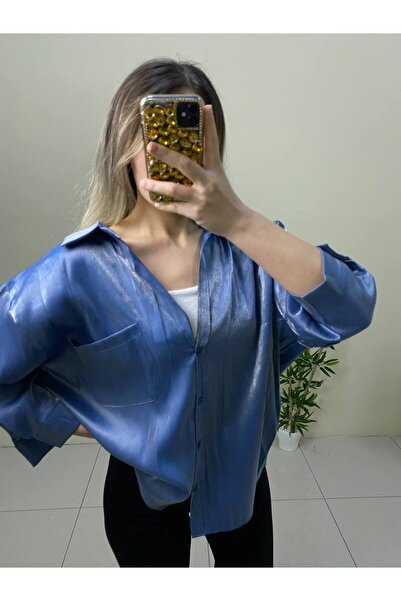 HARMONY GLOBAL Cămașă standard oversize, strălucitoare, cu aspect de in, pentru femei4430