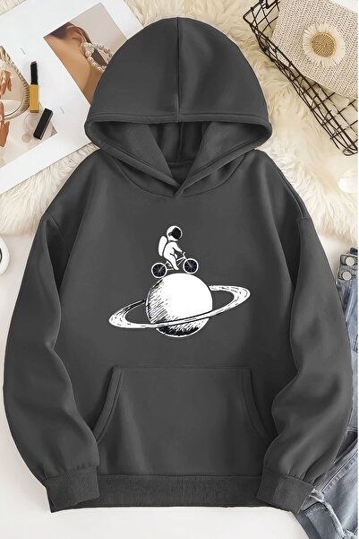 by joker Unisex Black Astronaut Printed Hoodie Sweatshirt