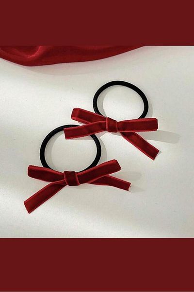 Diloshtrend Design Claret Red Velvet Bow modell Elasztikus csat 2 db