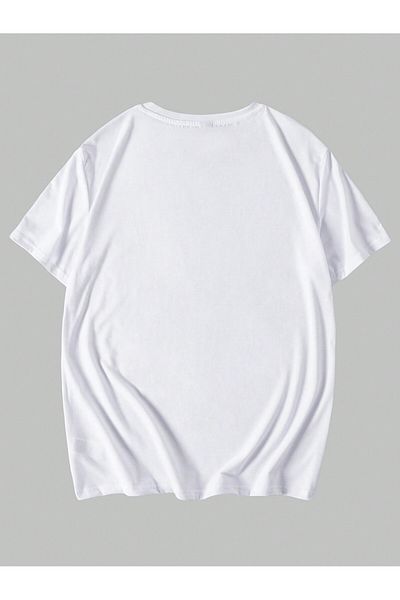 Jose Clothing Μπλουζάκι Unisex Λευκό εμπριμέ από οργανικό βαμβάκι Oversize κοντό μανίκι