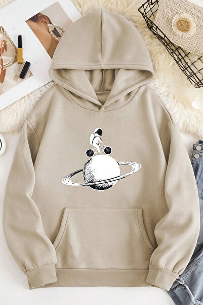 by joker Unisex Μαύρο φούτερ με κουκούλα με στάμπα Astronaut