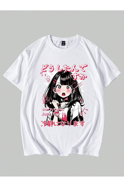 Jose Clothing Μπλουζάκι Unisex Λευκό εμπριμέ από οργανικό βαμβάκι Oversize κοντό μανίκι