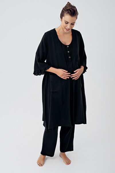 Artış Σετ πιτζάμες εγκυμοσύνης με διπλό στρώμα μουσελίνας με ρυθμιζόμενο ψηλόμεσο κουμπιά