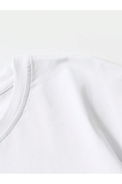 Jose Clothing Μπλουζάκι Unisex Λευκό εμπριμέ από οργανικό βαμβάκι Oversize κοντό μανίκι