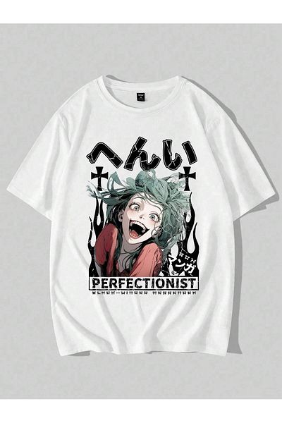 Jose Clothing Μπλουζάκι Unisex Λευκό εμπριμέ από οργανικό βαμβάκι Oversize κοντό μανίκι
