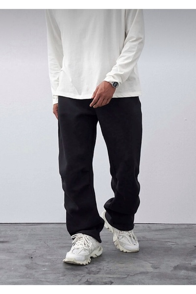 FİTGO Pantaloni de trening largi, confortabili, cu 3 fire, cu picior drept, p...