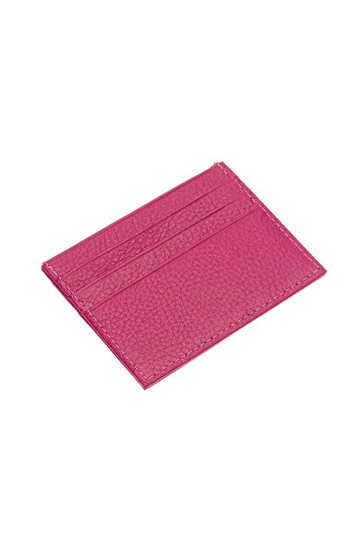 WEST POLO CÜZDAN Genuine Leather Fuchsia Unisex Card Holder with Plenty of Cards WPT041