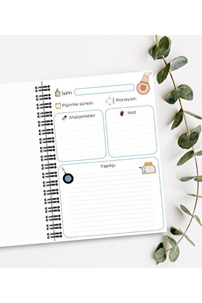 Bizim Dijital Recipe Book, Composed of Five Sections, 100 Sheets, 148x210, Notebook