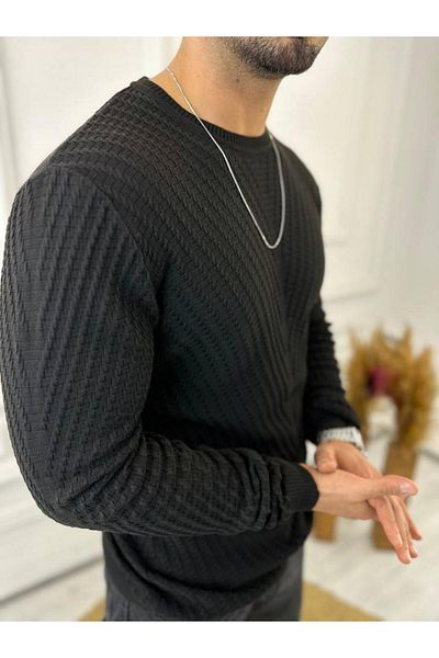 elkumoda Пуловер Slim Fit от естествен памучен трикотаж без хлъзгане