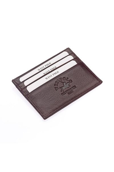 WEST POLO CÜZDAN Γνήσιο δέρμα Καφέ θήκη για κάρτες Unisex με πολλές θήκες για κάρτες WPT041
