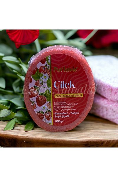 Purlavie Strawberry Natural Sponge Soap 1 Piece 100gr