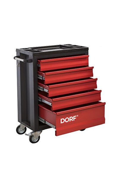 Genel Markalar 5 GÖZLÜ ÇEKMECELİ BOŞ TEKERLEKLİ TAKIM ARABASI KIRMIZI