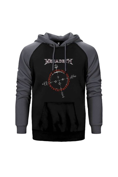 Z zepplin Hanorac cu glugă cu mâneci raglan de culoare gri Megadeth Cryptic W...