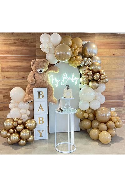Çemrek Süs Parti Retro desert sand sea sand gold chrome balloon chain set 100 pcs