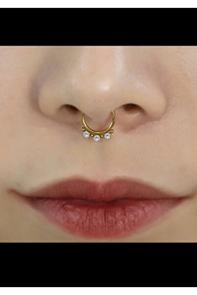 Arescollection Cerrahi Çelik Delik Gerektirmeyen Sıkıştırma Fake Sahte Burun Septum Piercing