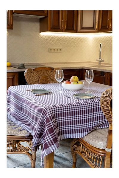 by ballı biocotton Natural Tablecloth & Picnic Cloth & Tablecloth Plaid Gingham Patterned 170x170cm