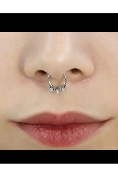 Arescollection Cerrahi Çelik Delik Gerektirmeyen Sıkıştırma Fake Sahte Septum...