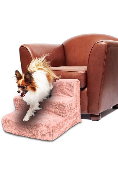 Sdypet Cat & Dog Ladder Zippered 3 Step Sponge Ladder - Pink