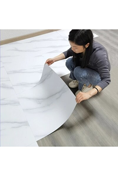 Doori Yapışkanlı Siyah Mermer Desenli Kalın Pvc Yer Kaplama Döşeme 60*60 Cm (4 ADET) 1,44mt2