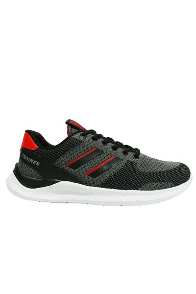 Kinetix Black Red Gray Lace-Up Sneakers Sports Shoes