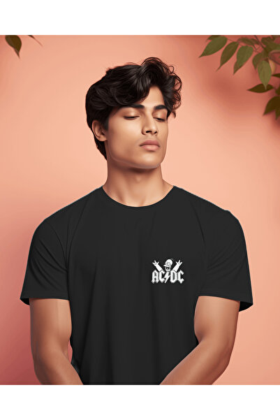 AEMİ Tricou din bumbac unisex Ac Dc Hard Rock Metal Music, imprimat pe spate