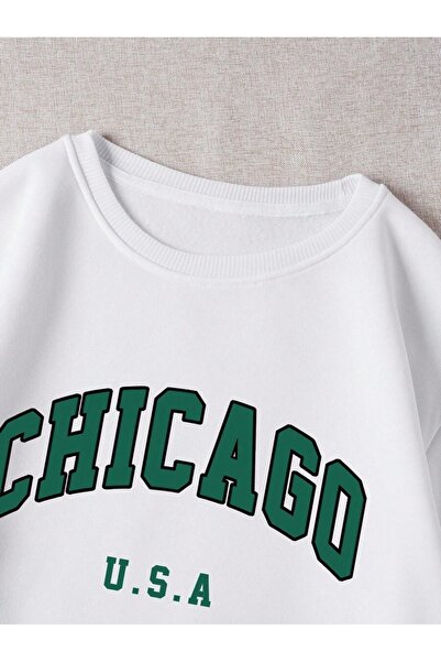 MOONBULL Unisex Chicago USA Φούτερ με στάμπα μεγάλου μεγέθους