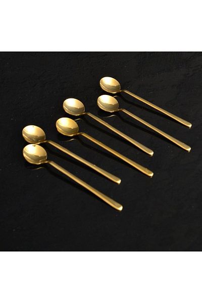 Demir Çeyiz DMR life Madrid Titanium Gold 6 Pieces Tea - Nescafe Coffee Spoons