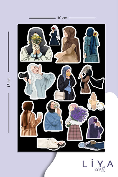 LiyaCraft Hijab Girl Temalı Sticker Seti Planner Ajanda Bullet Journal İçin U...