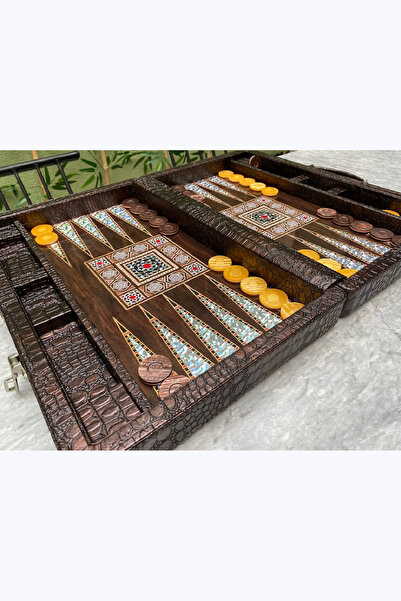 megame Premium Deri Tavla Takımı, Lüks Tavla Tahtası, Yetişkinler İçin Tavla Seti,