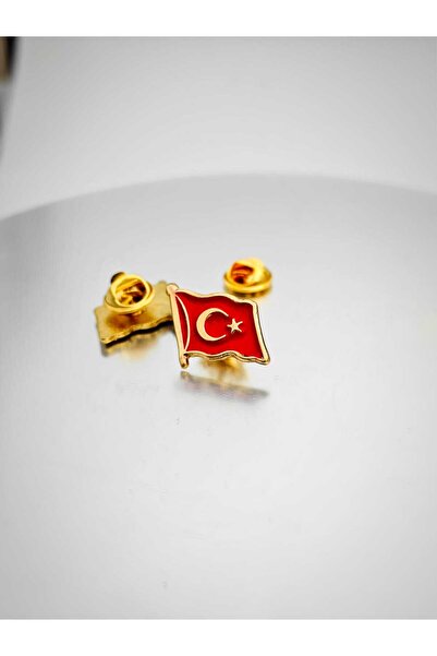 YÖRÜK TASARIM 2 Adet Türk Bayrağı Gold Yaka Rozeti