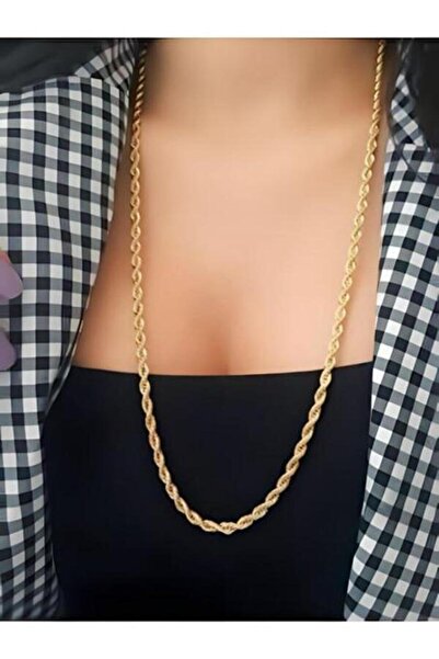MEDALLİON Luxury Women's Necklace - 4mm 60cm Steel Twist Chain