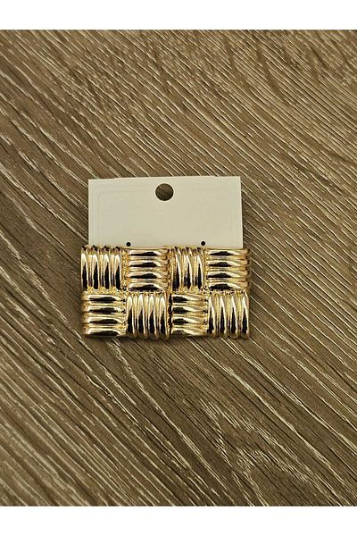 misstakıjewerly Square Patterned Steel Earrings