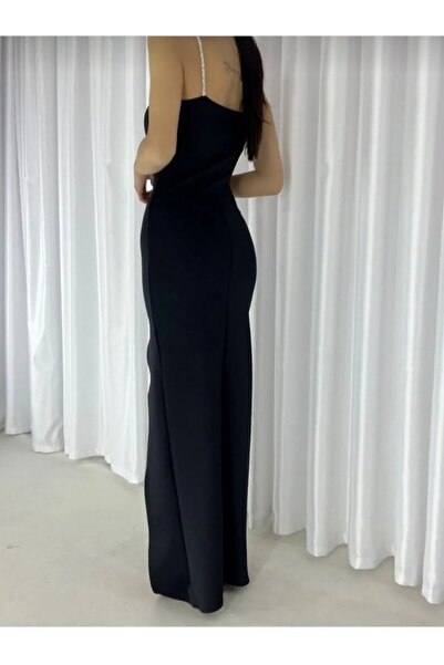 ADASTYLE Taş Asklı Yırtmaçlı Fermuarlı Uzun Abiye Elbise Dress Özel