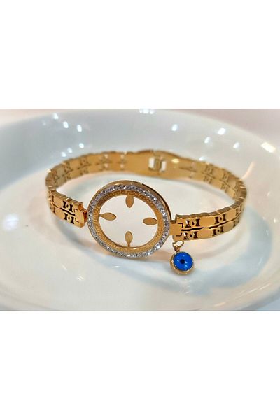 stainles steel Steel Quadrilateral Evil Eye Beaded Handcuffs Bracelet