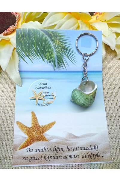 Murat Süs Doğal Deniz Kabuğu Anahtarlık Söz Nişan Nikah Şekeri Hediyeliği (30...