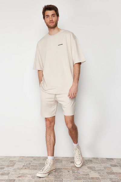 Trendyol Collection Übergroßes Trainingsanzug-Set mit Steinmuster - 100 % Baumwolle TMNSS24EM00003