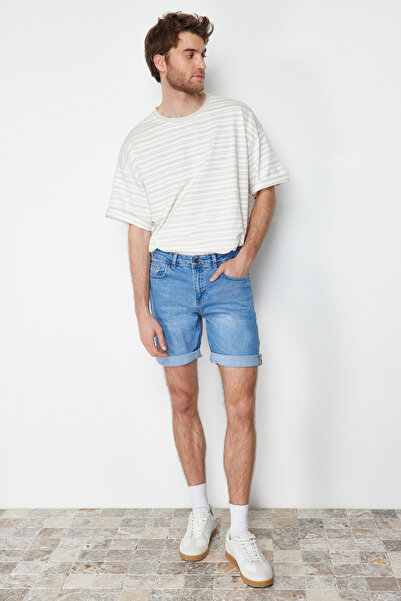 Trendyol Collection Μπλε Skinny Fit Τζιν Τζιν σορτς TMNSS21SR0486