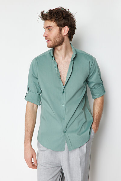 Trendyol Collection Mint Slim Fit Shirt with Epaulettes - TMNSS24GO00046
