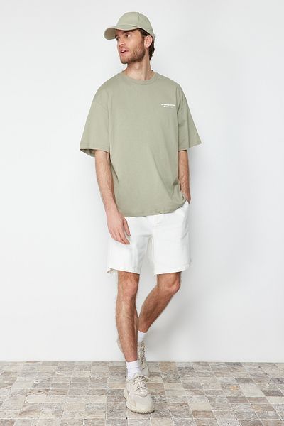 Trendyol Collection Mint Colored Oversize Printed Cotton T-Shirt - TMNSS24TS00014