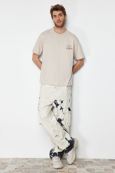 Trendyol Collection Oversize Cotton T-Shirt with Mushroom Embroidery - Tmnss24Ts00067