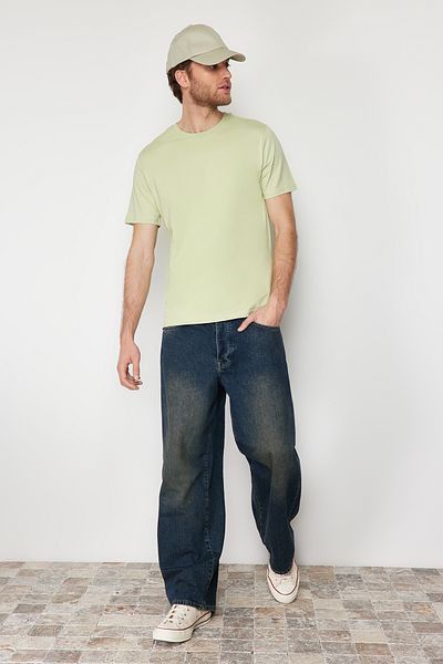 Trendyol Collection Μπλουζάκι Basic Crew Neck Mint Slimfit - 100% βαμβάκι TMNSS19BO0001