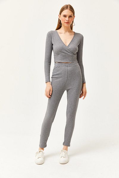 Olalook Damen-Anzug mit geräucherter Unterseite, Strumpfhose, Oberteil, zweireihig, Bluse und Kapuze, TKM-19000261