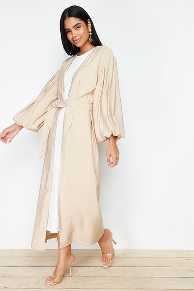 Trendyol Modest Lange gewebte Mütze mit Steingürtel &amp; Ferace &amp; Abaya TCTSS24KF00001