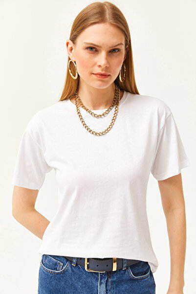 Olalook Γυναικείο T-Shirt Ecru Crew Neck Basic TSH-19000774