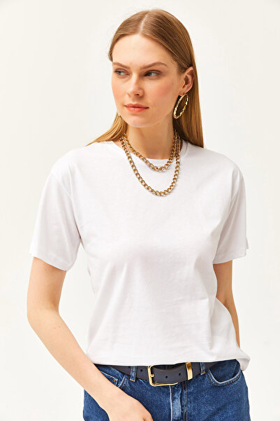 Olalook Γυναικείο T-Shirt Ecru Crew Neck Basic TSH-19000774