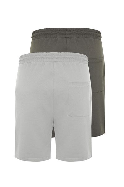 Trendyol Collection Antracitszürke 2 csomag - kényelmes 100% pamut rövidnadrág TMNSS24SR00013