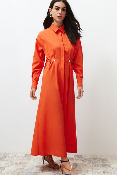 Trendyol Modest Αξεσουάρ με πλακάκια στη μέση Λεπτομερές υφασμένο πουκάμισο TCTSS24EB00142