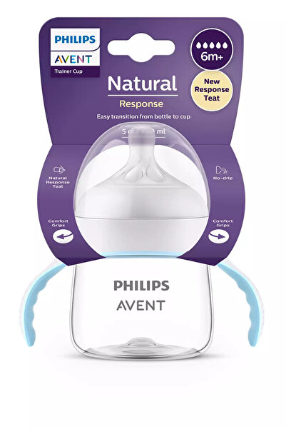 Philips Avent كوب تدريب Avent Natural Response للأطفال بعمر 6 أشهر فما فوق، حلمة زجاجة مع صينية SCF263/61