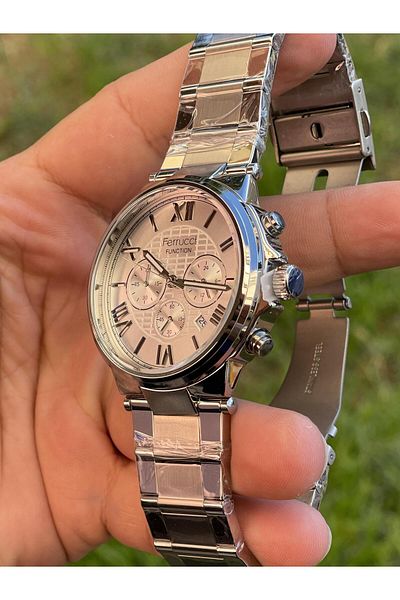 Ferrucci Men's Steel Wrist Watch with Roman Numakkamlı Calendar